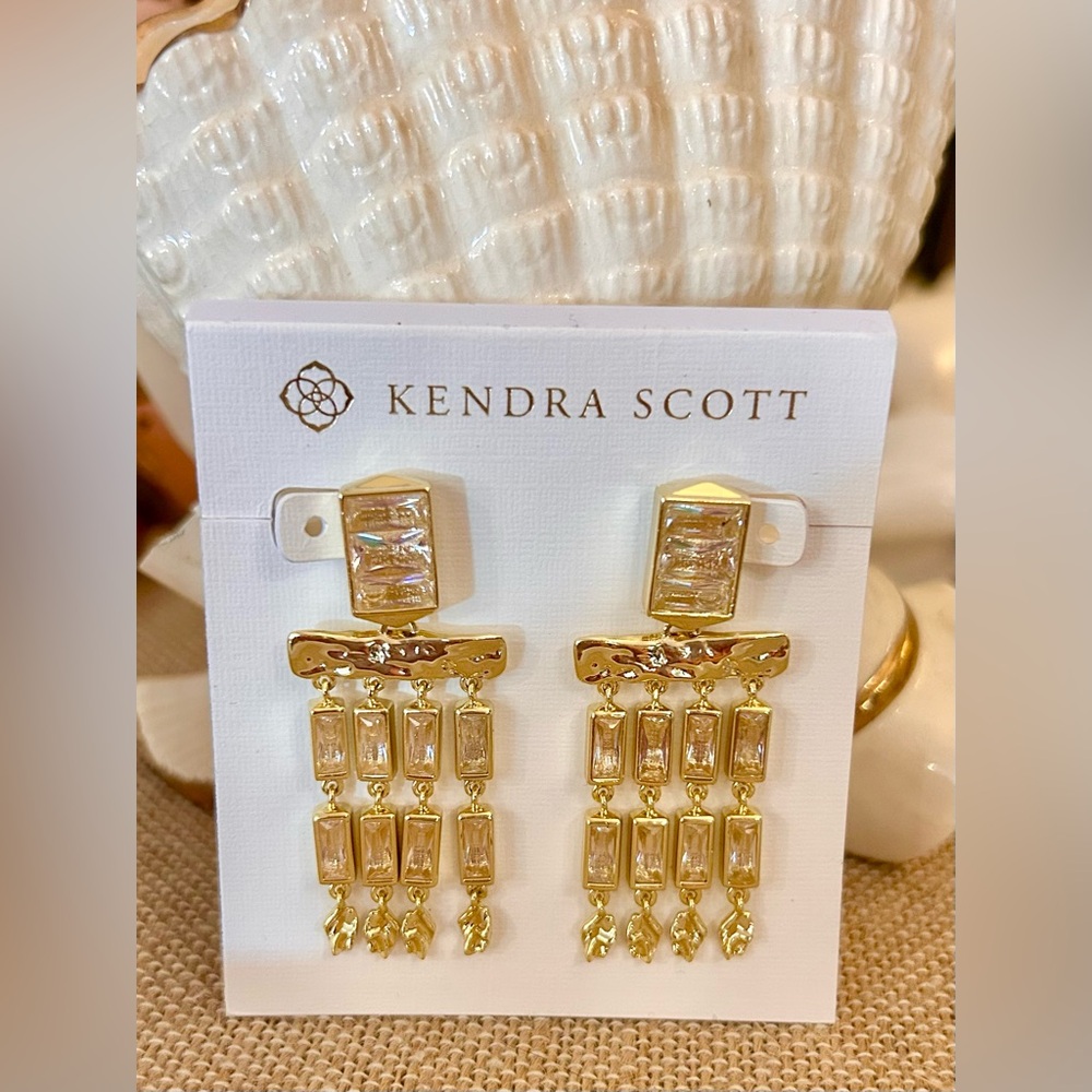Kendra Scott Jessa Crystal Tassel Earrings Carded & w/Pouch - Picture 4 of 10